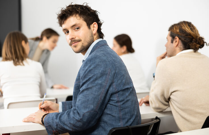 A career college classroom for business students